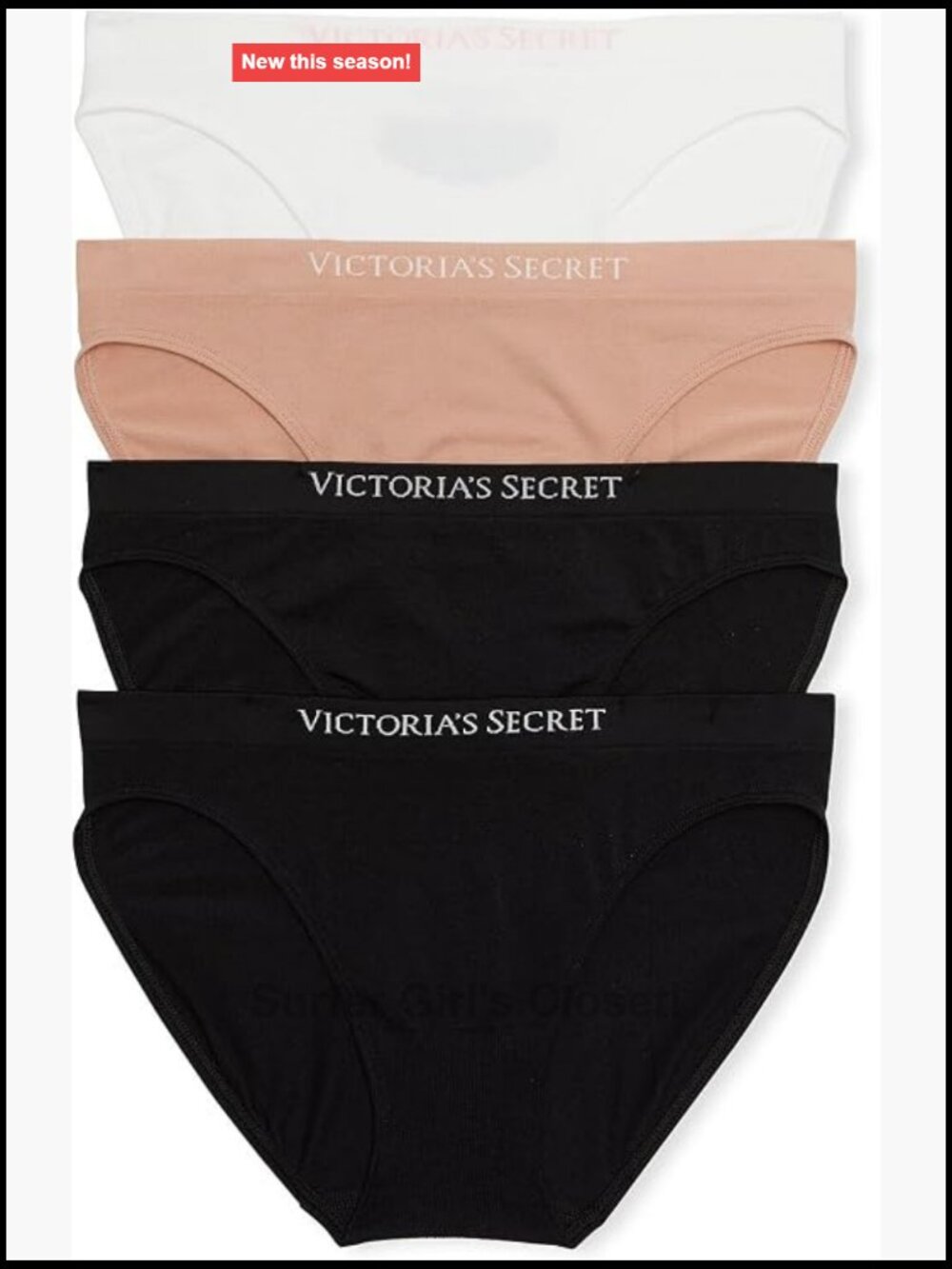 4 Pack Seamless Bikini Panties, Cotton Blend, Mid Rise Underwear